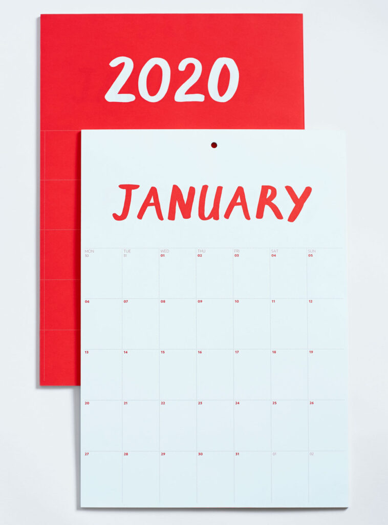 2020 printed calendar red